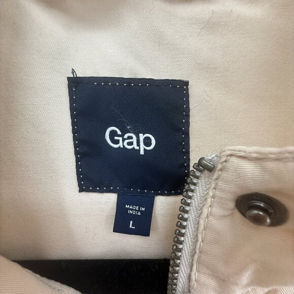 Gap Light Beige Safari Jacket Button Zip Travel Preppy Classic Womens Size Large - Picture 12 of 15